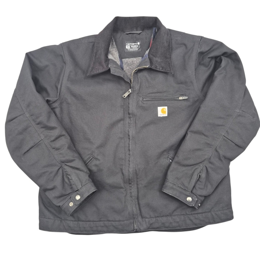 Carhartt Relaxed Fit Detroit Jacket Black Duck Canvas Blanket Lined OJ3828-M XL